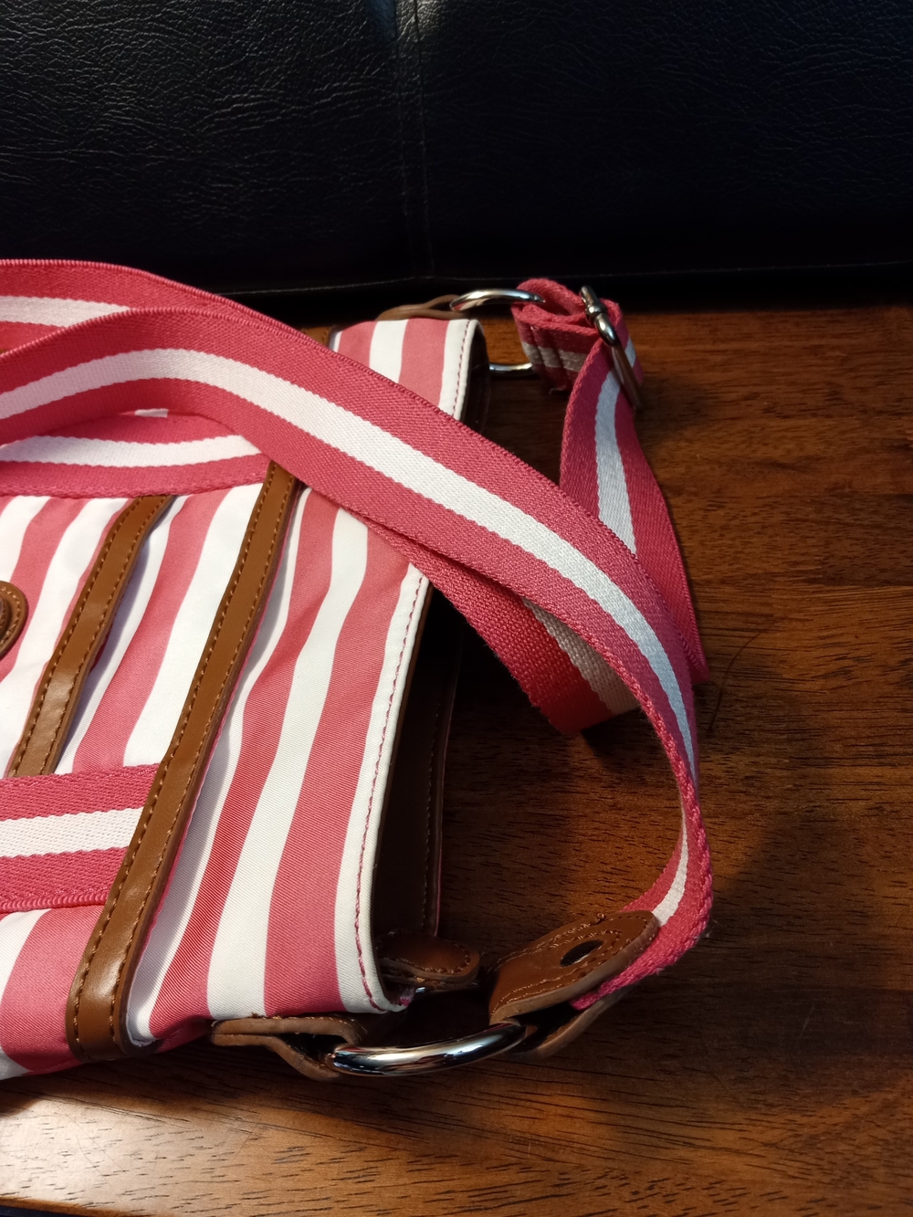Tyler Rodan Pink and White Striped Crossbody Bag - Picture 5 of 7
